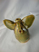 Load image into Gallery viewer, Marvin Bailey Folk Art Potter Tan Green Beady Eye Mini Pig Tongue Out Ugly Face Jug
