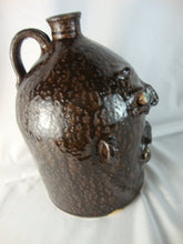 Load image into Gallery viewer, Marvin Bailey SC Folk Art Potter Dark Brown Alkaline Glaze 10 Tooth Ugly Face Jug
