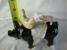 Load image into Gallery viewer, Lynn Bailey SC Folk Art Potter Black White Pig with Chicken Pink Pig on Back Animal Stack Figure
