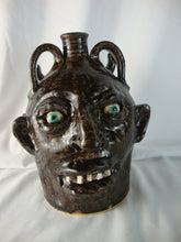 Load image into Gallery viewer, Marvin Bailey SC Folk Art Potter Double Face Man and Devil Dark Brown 8" Ugly Face Jug
