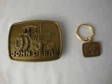 Load image into Gallery viewer, *Vintage John Deere Brass Belt Buckle and Key Chain, 1977
