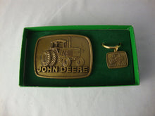 Load image into Gallery viewer, *Vintage John Deere Brass Belt Buckle and Key Chain, 1977

