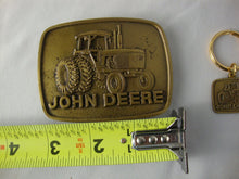 Load image into Gallery viewer, *Vintage John Deere Brass Belt Buckle and Key Chain, 1977
