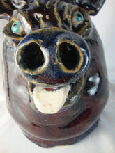 Load image into Gallery viewer, Marvin Bailey Brown Blue with Blue Beady Eye Pig with White Tongue 8" Face Jug
