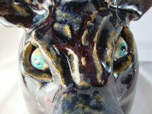 Load image into Gallery viewer, Marvin Bailey Brown Blue with Blue Beady Eye Pig with White Tongue 8" Face Jug
