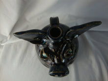 Load image into Gallery viewer, Marvin Bailey Brown Blue with Blue Beady Eye Pig with White Tongue 8" Face Jug
