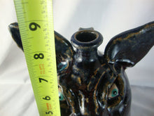 Load image into Gallery viewer, Marvin Bailey Brown Blue with Blue Beady Eye Pig with White Tongue 8" Face Jug
