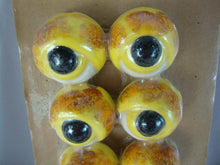 Load image into Gallery viewer, Vintage Ceramic Macrame Animal Eyes Yellow Black Eye Medium Set of 6 NIB
