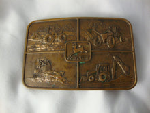Load image into Gallery viewer, Vintage John Deere Brass Four Tractor with Middle Deere Logo Belt Buckle
