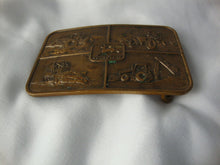 Load image into Gallery viewer, Vintage John Deere Brass Four Tractor with Middle Deere Logo Belt Buckle

