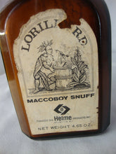 Load image into Gallery viewer, Vintage Lorillard Maccoboy Snuff Helme Brown Glass Bottle with Plastic Lid
