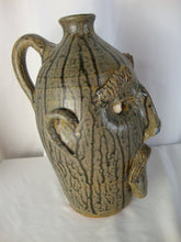 Load image into Gallery viewer, Billy Joe Craven GA Folk Art Pottery Green Streaked Mustache Man Ugly Face Jug

