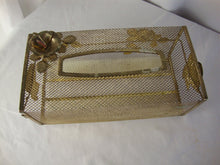 Load image into Gallery viewer, Vintage Brass Floral Leaf Motif Mesh Bathroom Tissue Box Cover
