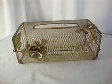 Load image into Gallery viewer, Vintage Brass Floral Leaf Motif Mesh Bathroom Tissue Box Cover
