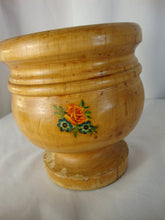 Load image into Gallery viewer, Vintage Turned Wood Floral Motif Mortar and Pestle Kitchen Set
