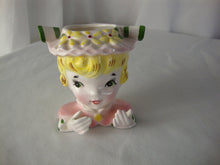 Load image into Gallery viewer, Vintage Enesco Ceramic Blonde Hair Mini Head Vase and Placecard Holder
