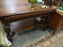 Load image into Gallery viewer, Antique Tiger Oak One Drawer Library Table with Spindle Fluted Legs
