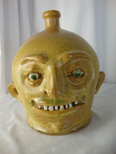 Load image into Gallery viewer, Marvin Bailey SC Folk Art Potter Yellow Green Beady Eye Round Head Ugly Face Jug
