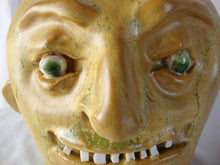 Load image into Gallery viewer, Marvin Bailey SC Folk Art Potter Yellow Green Beady Eye Round Head Ugly Face Jug
