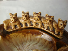 Load image into Gallery viewer, MCM Ceramic Mom Dog with 5 Puppies Brown Glaze Cigarette Ashtray
