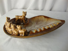 Load image into Gallery viewer, MCM Ceramic Mom Dog with 5 Puppies Brown Glaze Cigarette Ashtray
