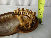 Load image into Gallery viewer, MCM Ceramic Mom Dog with 5 Puppies Brown Glaze Cigarette Ashtray
