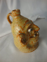 Load image into Gallery viewer, Marvin Bailey Folk Art Potter Tan Orange Beady Eye Mini 3 Tooth Ugly Face Jug
