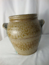 Load image into Gallery viewer, Patton Signed Folk Art Pottery Putty Pottery Crock with Double Handles Blue Crab Outline on Front
