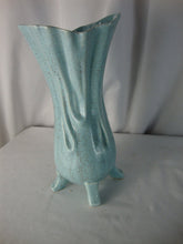 Load image into Gallery viewer, Vintage Turquoise Brown Speckled Four Footed Flower Vase
