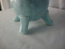 Load image into Gallery viewer, Vintage Turquoise Brown Speckled Four Footed Flower Vase
