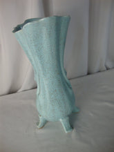 Load image into Gallery viewer, Vintage Turquoise Brown Speckled Four Footed Flower Vase
