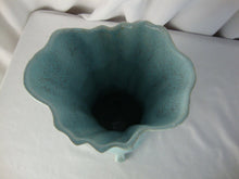 Load image into Gallery viewer, Vintage Turquoise Brown Speckled Four Footed Flower Vase
