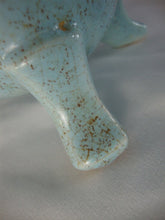 Load image into Gallery viewer, Vintage Turquoise Brown Speckled Four Footed Flower Vase
