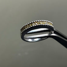 Load image into Gallery viewer, Ring, Sterling Silver, Yellow Diamonds in Gold Vermeil Prongs, Size 8 1/2
