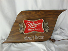 Load image into Gallery viewer, Vintage Miller High Life Draft Beer Faux Wood Angled Lighted Bar Beer Sign Wall Mount
