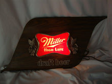 Load image into Gallery viewer, Vintage Miller High Life Draft Beer Faux Wood Angled Lighted Bar Beer Sign Wall Mount
