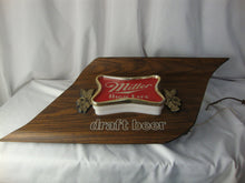 Load image into Gallery viewer, Vintage Miller High Life Draft Beer Faux Wood Angled Lighted Bar Beer Sign Wall Mount
