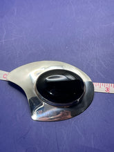 Load image into Gallery viewer, Pendant, Brooch, Sterling Silver, Abstract Shield with Large Black Cabochan
