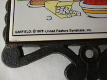 Load image into Gallery viewer, 1978 Garfield Ceramic Tile in Black Cast Iron Kitchen Trivet

