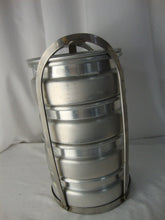 Load image into Gallery viewer, Vintage Aluminum Stacking 4 Pan Picnic Stacking Basket with Top Lid and Carry Holder
