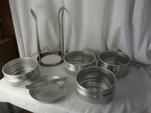 Load image into Gallery viewer, Vintage Aluminum Stacking 4 Pan Picnic Stacking Basket with Top Lid and Carry Holder
