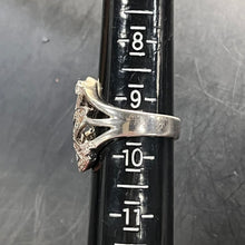 Load image into Gallery viewer, Ring, Sterling Silver, Large Flower, Clear stones, missing two stones, Size 9 1/2

