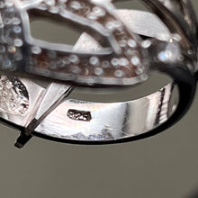 Load image into Gallery viewer, Ring, Sterling Silver, Large Flower, Clear stones, missing two stones, Size 9 1/2
