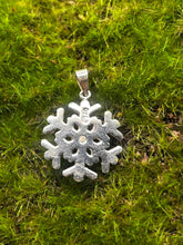 Load image into Gallery viewer, Pendant, Sterling Silver, Snowflake with Clear Stones
