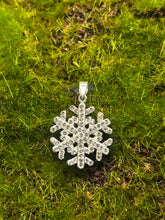 Load image into Gallery viewer, Pendant, Sterling Silver, Snowflake with Clear Stones
