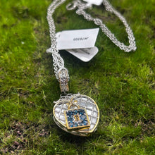 Load image into Gallery viewer, Pendant with Chain, Sterling Pd Silver with Au Accent, M Pearl/Blue Topaz, Gems En Vogue, Paris Heart
