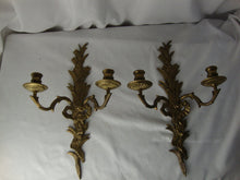 Load image into Gallery viewer, Vintage Brass Rococo Revival Style Floral Two Arm Candleholder Sconces Set of 2
