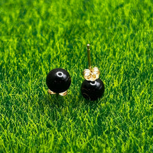 Load image into Gallery viewer, Earrings, 14K Yellow Gold, Black Coral, One Catch 10K, 8 MM
