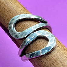 Load image into Gallery viewer, Ring, Sterling Silver, Hammered Double Loop, Size 7 1/2
