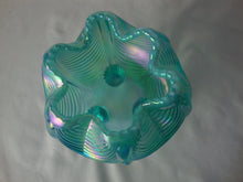 Load image into Gallery viewer, Vintage Fenton Aqua Blue Opalescent Glass Footed Rose Bowl
